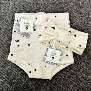 NWT - Kate Quinn Bundle Moon and Stars Bloomers and Headband in Thermal Cotton